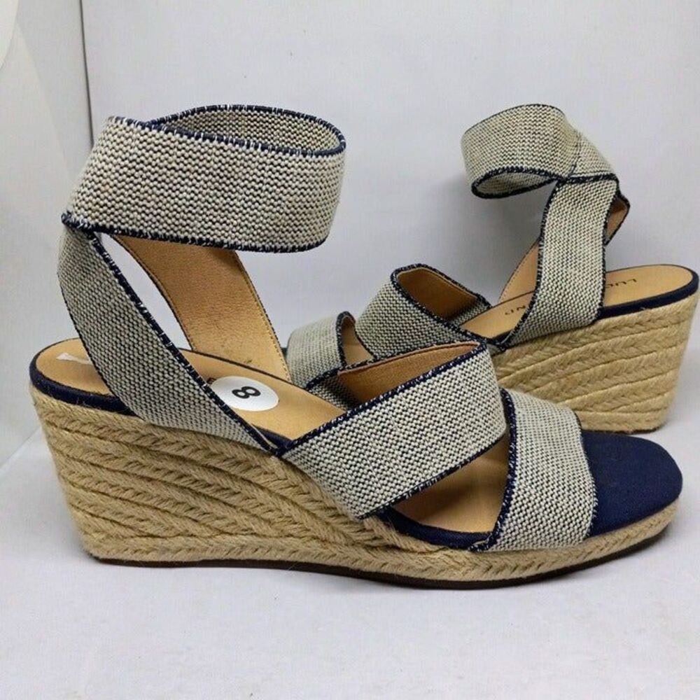 Lucky Brand Mindara Size 8 Woven Espadrille Wedge-Elastic Ankle Band-Jute-NWOT - Picture 3 of 9